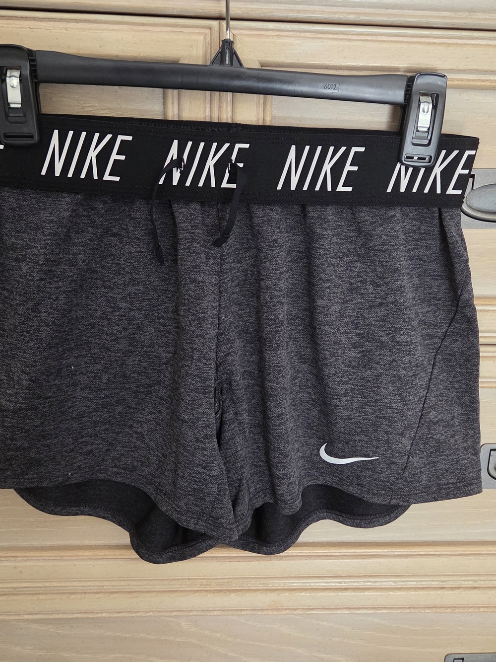 Nike Women's Dark Gray Performance Shorts with Branded Waistband